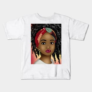 cute black girl digital art drawing Kids T-Shirt